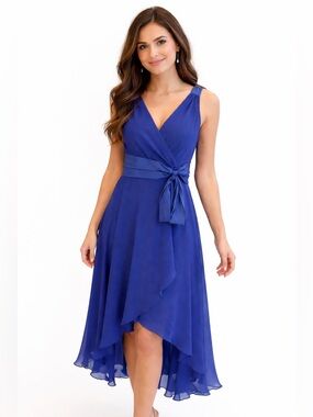 Jones Wear Semi-Formal Dress.  Wrap Style with Attached Belt.  High/Low